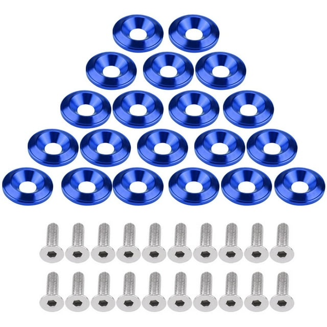 20Pcs Aluminum Bumper Washer Bolt Kit Universal Fit Anodized Billet Aluminum Decorative Engine Bay Dress Up Compact Lightweight