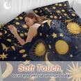 thumbnail image 3 of Fantasy Galaxy Full Size Comforter Set, Golden Planet Universe Sun Moon Stars Retro Bedding for All Seasons, 4 Pcs Bed Set, 1Quiltcover (86"x86") ,1Sheet(80"x116"), 2Pillowcases (30"x20"), 3 of 12