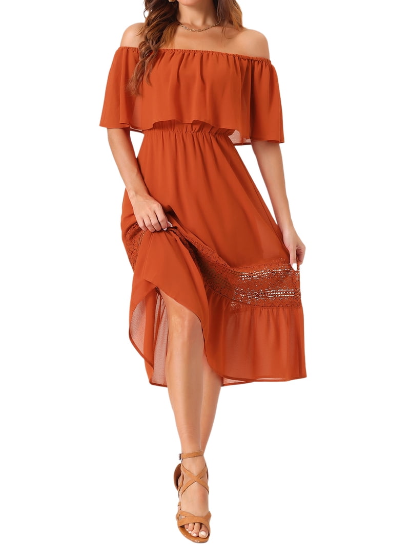 boho burnt orange dress Rustic Burnt Orange Embroidered Flower Girl Dress with Chantilly Lace for Fall Weddings