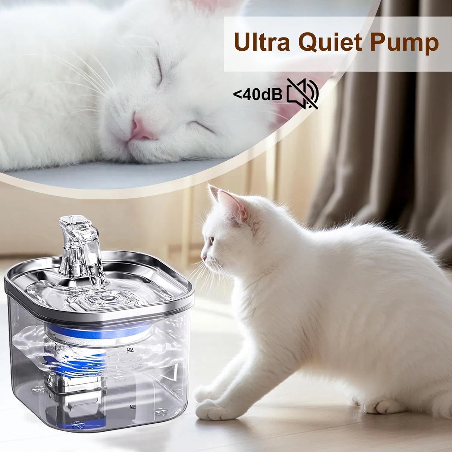 Cat Water Fountain, 70oz/2L Pet Water Fountain, Automatic Cat and Dog Water Dispenser for Cats, Dogs, Multiple Pets