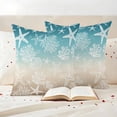 thumbnail image 3 of Teal Ombre Coastal Outdoor Waterproof Pillow Covers, Sea Nautical Summer Beach Starfish Coral Decorative Square Throw Pillowcase Sofa Cushion Sham for Patio/Couch/Chair, 18"x18" 2 Pack, 3 of 8