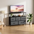 thumbnail image 2 of Mueble para TV, tocador Simple Deluxe con 5 cajones de tela, color gris, 2 of 8