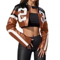 thumbnail image 4 of Wovix Faux Leather For Women Cropped Jacket Motorcycle Coat Y2K Letter Bomber Outerwear Long Sleeve Trendy Soft Tops Streetwear, 4 of 7