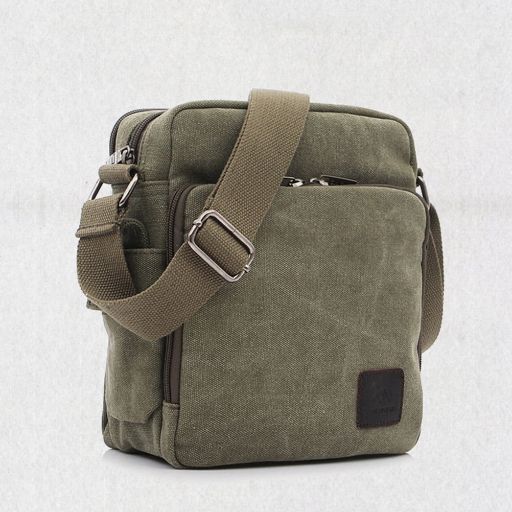 ORDDIART Travel Shoulder Bag For Men 1Pack Olive Green Canvas 20x11x23cm