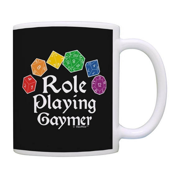 RPG Gamer Role Playing Gaymer RPG Board Game Dice Coffee Mug Tea Cup Black