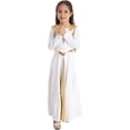 thumbnail image 5 of Zaldita Girls Metallic Cross Liturgical Praise Dance Dress Ballet Lyrical Dancewear Color Block Full Length Robe Worship White 14, 5 of 7