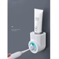 thumbnail image 4 of Dispensador de pasta de dientes de boca redonda montado en la pared para la ducha familiar cuarto de baño exprimidor automático de pasta de dientes manos libres impermeable de aplicación rápida squee, Feliz Sencillez, 4 of 5