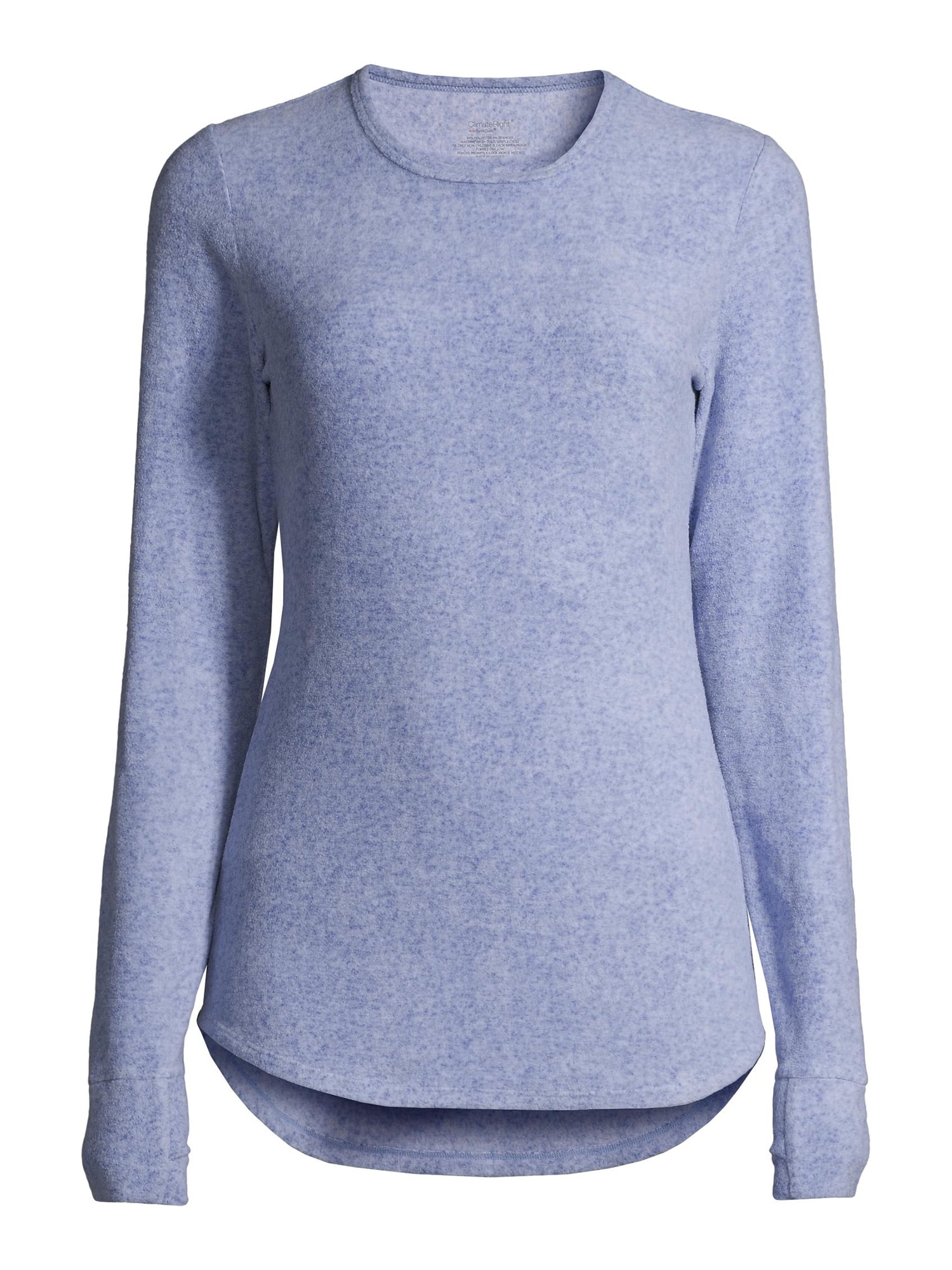 ClimateRight by Cuddl Duds Women's Warm Stretch Fleece Long Sleeve Crew Neck Thermal Base Layer Top, Sizes XS to 4X