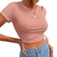 thumbnail image 2 of Camiseta corta ajustada para mujer,Camiseta de manga corta para mujer Camiseta corta ajustada para mujer Top de manga corta para mujer Rendimiento sólido, 2 of 6
