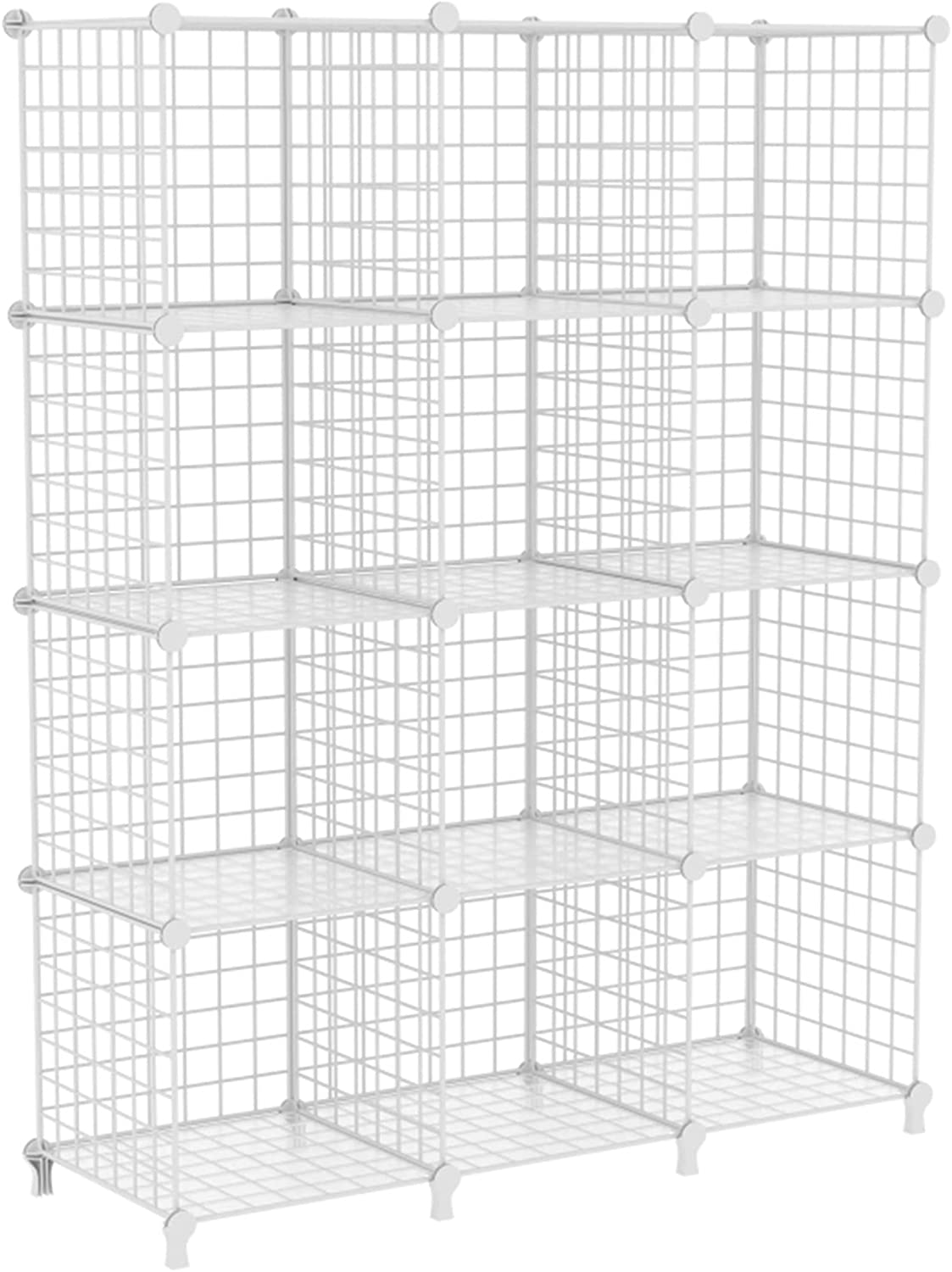 Wire Cube Storage Organizer, 12Cube Metal Grids Storage Shelves