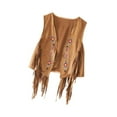 thumbnail image 4 of Chaleco hippie de los años 60 y 70. Chaqueta hippie de gamuza con flecos de los años 70 para casa, caminar, fiestas y viajes. Marrón, 4 of 8