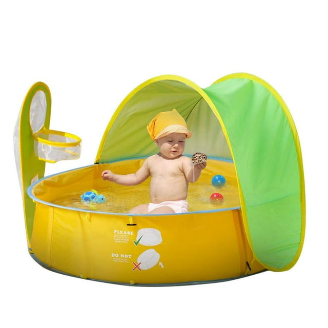 Carpa De Playa Para Bebés Carpa De Sombra Emergente Portátil Carpa De Piscina Para Bebés Carpa De Bolas Para Niños Piscina Para Niños Protección Uv Refugio Solar En La Playa Con Aro De Baloncesto Eigraketly VI011532-00
