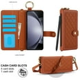 thumbnail image 3 of for Samsung Galaxy Z Fold 5 Wallet Case with S Pen Holder & Crossbody Lanyard Strap & RFID Blocking Card Slots, Shockproof Stylish Ring Buckle Wristband Stand Purse Protective Cover, Brown, 3 of 8
