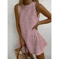 thumbnail image 1 of Inevnen Women Casual Short Dress Flower Lace Crew Neck Sleeveless Tank Dress Fashion Mini Dress, 1 of 2