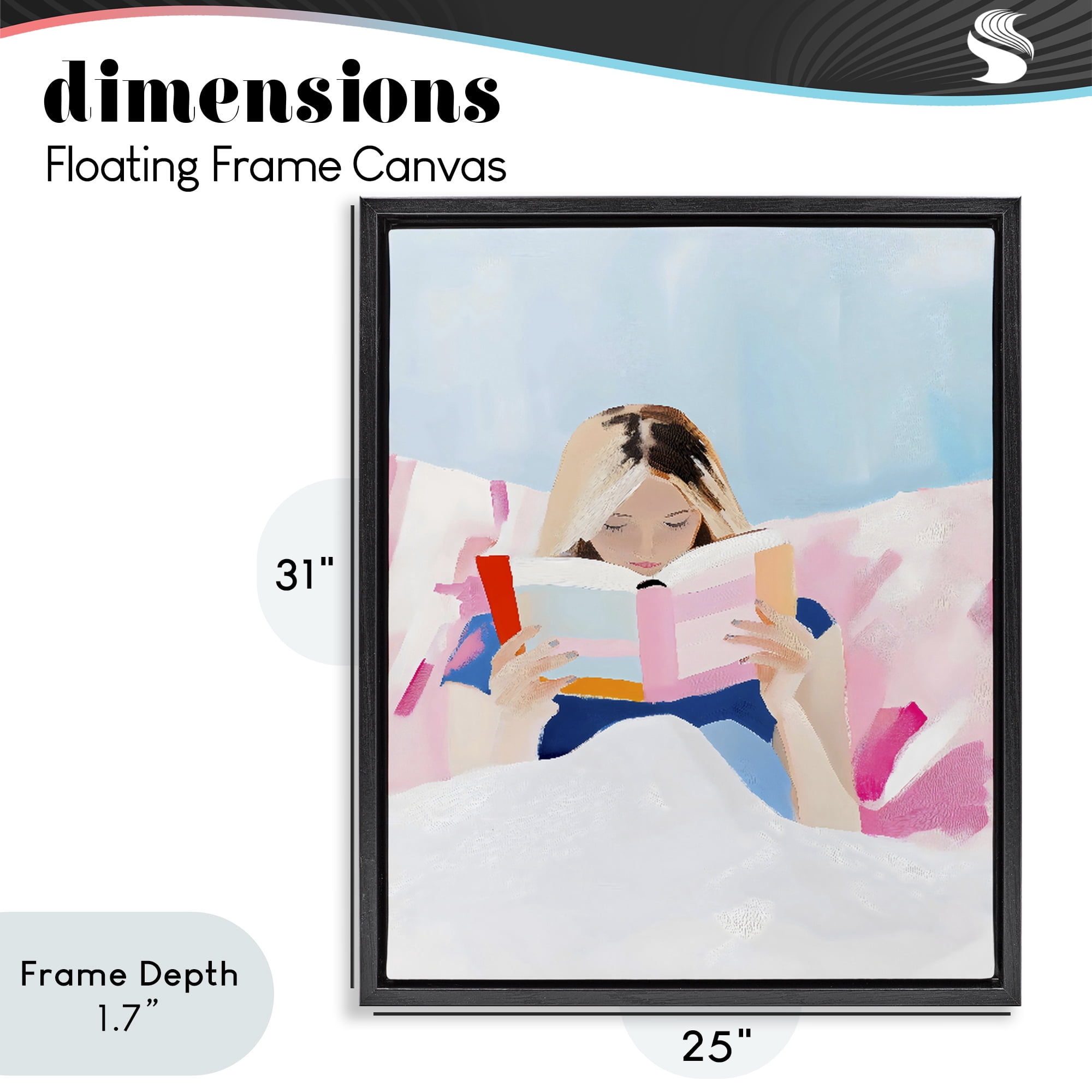 Stupell Industries Cozy Reading In Bed Black Framed Floater Canvas Wall Art, design by The Prints Vibe