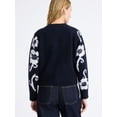 thumbnail image 3 of Free Assembly Women’s Floral Pattern V-Neck Cardigan Sweater, Midweight, Sizes XS-XXL, 3 of 5