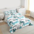 thumbnail image 3 of Feelyou Summer Coconut Tree Full Size Comforter Sets, Cyan Stripes Bedding Sets, 3pcs, 3 of 8