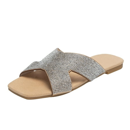 

zttd rhinestone shiny summer strap with diamond encrusted plain open toe slippers casual women s slipper a