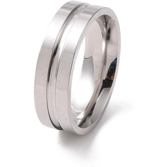 10 Pcs Grooved Line Finger Rings 201 Stainless Steel Ring Promise Wedding Engagement Ring Stackable Ring for Stacking Layering on Thumb and Knuckle Inner Diameter: 17mm Silver
