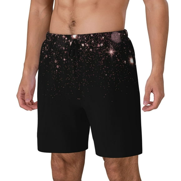 Balery Sparkling Pink Night Sky Bañador para hombre, shorts de playa de secado rápido con entrepierna y forro de compresión-Small