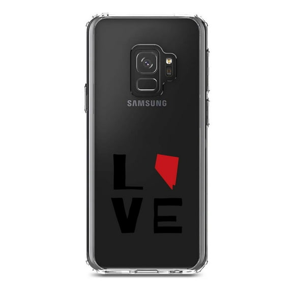 DistinctInk Clear Shockproof Hybrid Case for Samsung Galaxy S9 (5.8" Screen) - TPU Bumper Acrylic Back Tempered Glass Screen Protector - Nevada - Love Black & Red