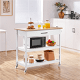 thumbnail image 3 of Yaheetech Kitchen Island Cart with Storage & Drawer on Wheels, White, 3 of 9