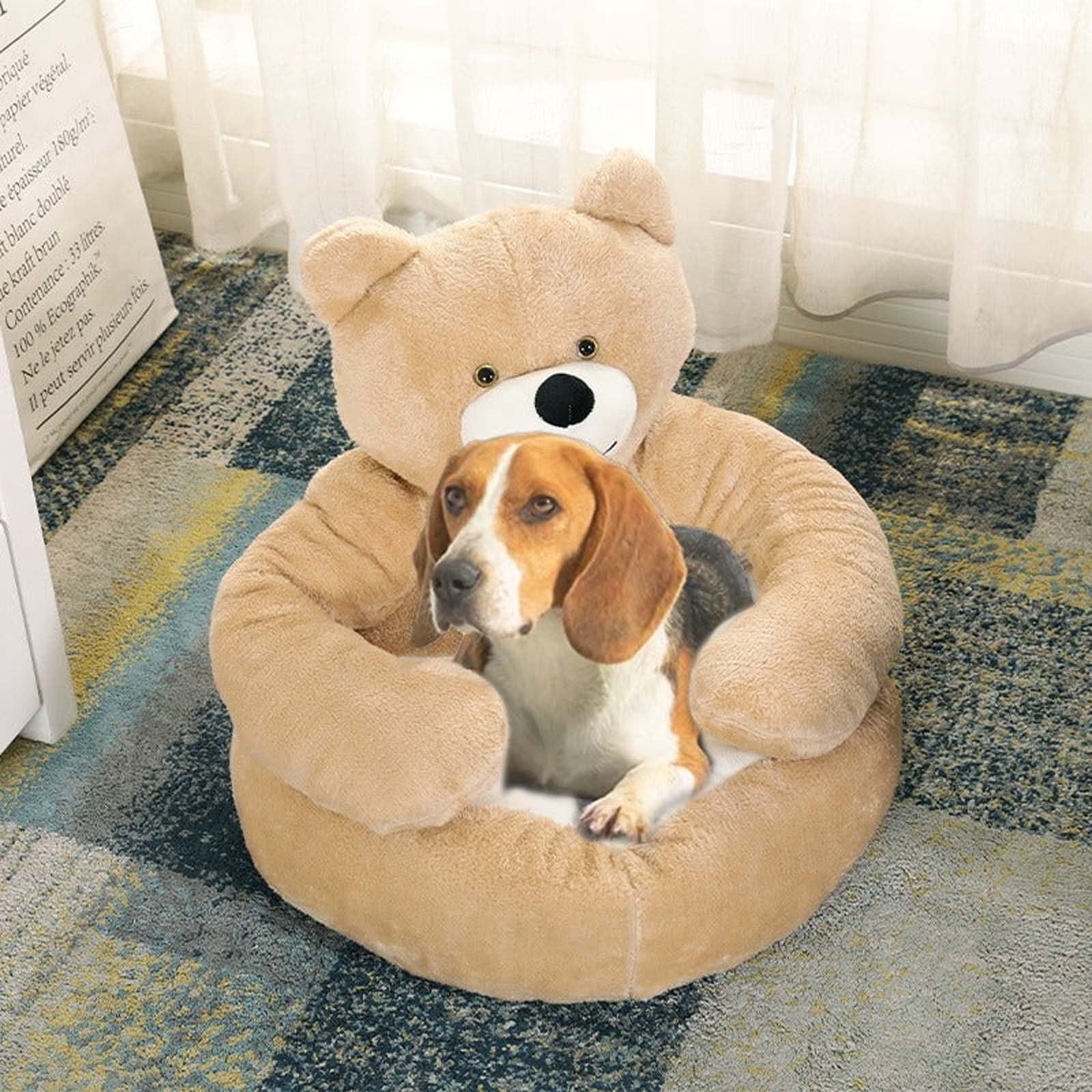 HHBEAUTY Pet Bed - Bear Hug Dog Bed,Super Soft Pet Bed Cute Cuddler Bear Cat Sleeping Mat,Comfortable Plush Dog Crate Bed Washable Pet Cushion with Non Slip Bottom for Outdoor Indoor Pet Dogs Cats