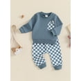 thumbnail image 6 of Hirigin Baby Boy 2Pcs Fall Winter Clothes 6 12 18 Months 2T 3T Toddler Checkered Outfit Long Sleeve Pocket Sweatshirt Top Plaid Jogger Pants Set, 6 of 8