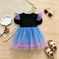 thumbnail image 3 of WIBACKER 6M-4Y Baby Girls Ghost Skeleton Halloween Dress Colorful Ruffle Short Sleeve Tulle Dresses Kids Halloween Costume, 3 of 9
