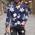 thumbnail image 1 of Blusas y camisas de manga larga con cuello redondo para hombre, estilo casual, cuello redondo, manga larga, estampado, blusa para hombre, 1 of 5