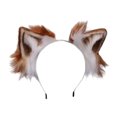 thumbnail image 1 of Enqiretly Wolf Ears Hair Hoop Stable Fixation Shapable Cosplay And Performances No Loose Thread Ears Headband Camel and white 1Set, 1 of 6