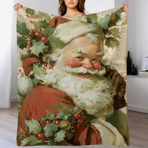 RKSupls Christmas Throw Blanket,Soft Warm Fannel Cute Santa Claus Blankets Gift for Home Bed Sofa Couch Decor,30x40 in