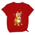 thumbnail image 1 of EQWLJWE T-Shirt Grande Taille Joyeuses Pâques Femme Mignon Rabbit Imprimé Graphique Tee Manches Courtes Hauts Décontractés Aubaines, 1 of 3