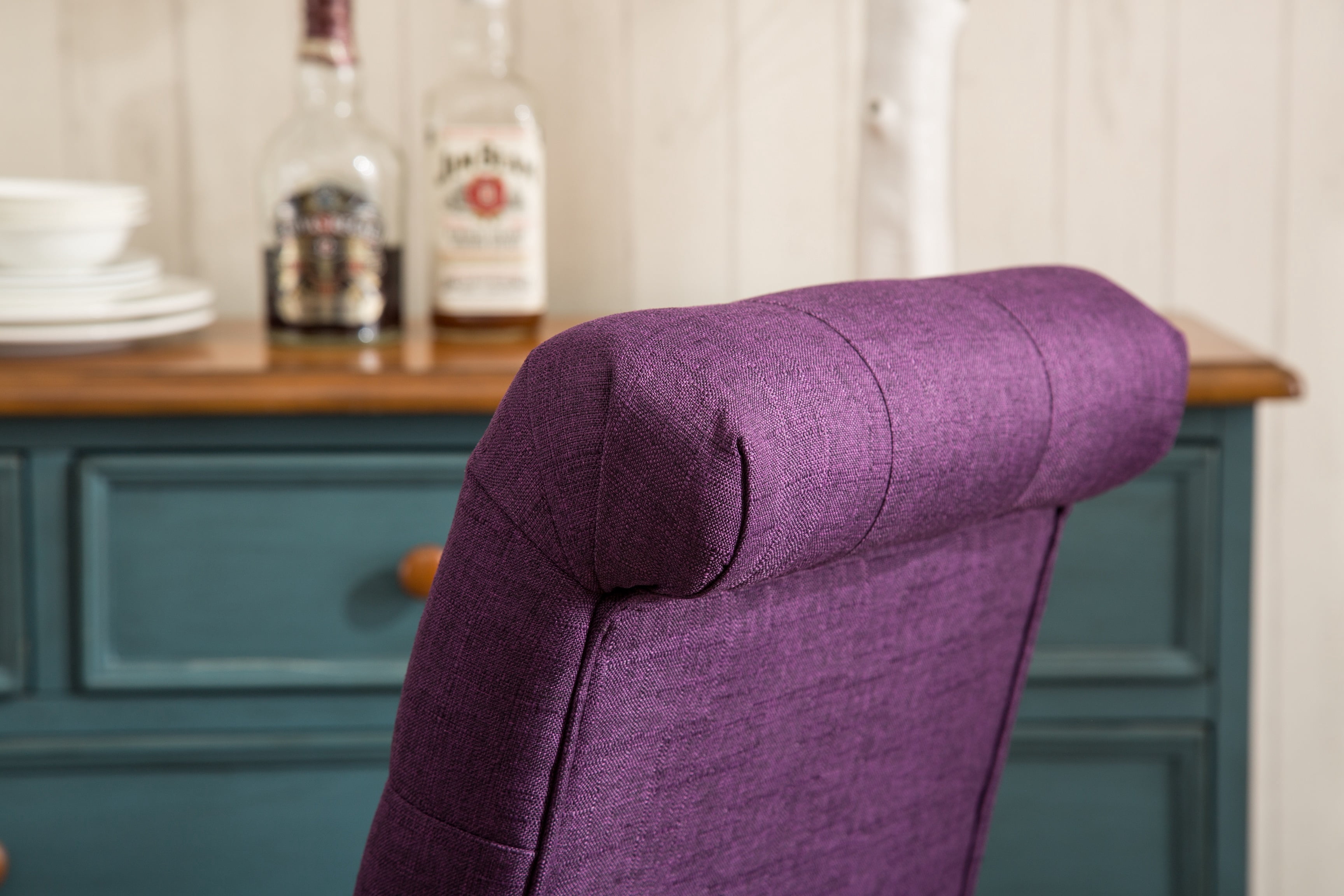 Roundhill Furniture Habit Contemporary Parsons Chair, Set of 2, Fabric and Solid Rubberwood, Purple