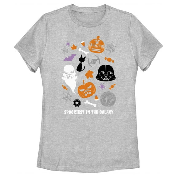 Women's Star Wars Halloween Spookiest in Galaxy Collage Graphic Tee Athletic Heather 2X Large