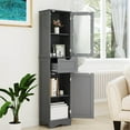 thumbnail image 4 of Costway Bathroom Floor Cabinet with Adjustable Shelves Glass Door Cabinet Deep Drawer, 4 of 9