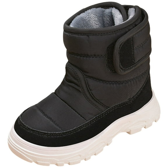 Quealent Toddler Snow Boots Boys Girls Winter Cold Weather Waterproof Non Slip Warm Shoes for Little Kids Black for Size 8