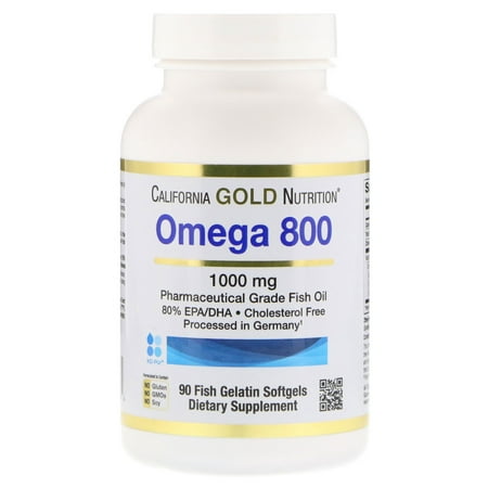 California Gold Nutrition  Omega 800 by Madre Labs  Pharmaceutical Grade Fish Oil  80  EPA DHA  Triglyceride Form  1000 mg  90 Fish Gelatin
