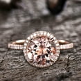 thumbnail image 2 of 3.75 Carat 10mm Round Cut Morganite Engagement Ring 10K Rose Gold Halo Diamond Moissanite Ring, Promise Ring, Anniversary Ring, 2 of 7