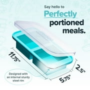 Souper Cubes 2 Cup Freezing Trays with Lid, Silicone Soup Freezer Molds for Freezing Broth, Pasta, Leftovers and More, 2-Pack - Aqua