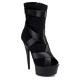 thumbnail image 2 of E-609-Struck, 6" Platform sporty stretch womens booty with Material w/contrasting Straps Black Microfiber / 5, 2 of 6