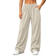 thumbnail image 3 of Pants for Women Plus Size Straight Leg Corduroy Pants with Pockets Womens Elastic Waisted Fall Loose Casual Sweatpants S-3XL, 3 of 8