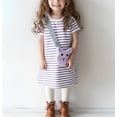 thumbnail image 3 of WIBACKER 2-7T Toddler Girls Short Sleeve Dress Striped Cotton Casual Summer Jersey Dresses with Bag Shaped Pocket, 3 of 8