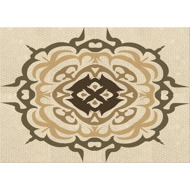 Ahgly Company Tapis Rectangulaire Lavable en Machine Intérieur Transitionnel Vanille Or, 2 Pieds x 5 Pieds