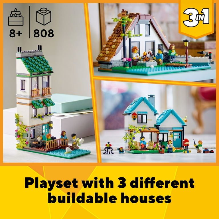 LEGO Creator 3 in 1 Cozy House Building Kit, Rebuild into 3