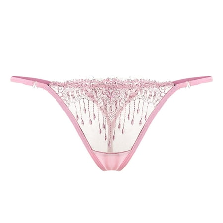 

wendunide womens underwear Women Lace Transparent Sexy Panties Hollow Embroidery Temptation Embroidery Thong Sexy Panties Women s Panties Pink One Size