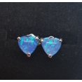 thumbnail image 5 of 6.8mm Heart Blue Opal Sterling Silver Earrings, 5 of 6