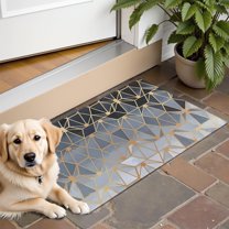 Gold Black Checkered Pattern Door Rugs,Washable Non Slip Door Mats Indoor,Decorative Door Mats,Entry Mat Indoor for Entrance,Bedroom,Kitchen,Bathroom,16"x24"