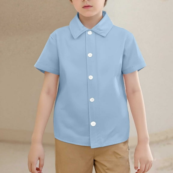 Girls Button Down Shirts Blue Shirt Girls Dress Shirt Boys Formal Shirt Uniform Shirts For Girls 7-8 Years Summer Clothes