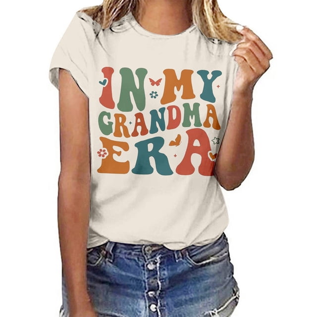 Fgnfyis T-Shirt Décontracté à Col Rond et Manches Courtes pour Femmes Beige TTTG